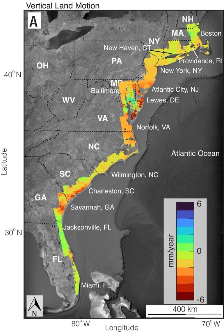 Satellite Data Shows US East Coast is Sinking